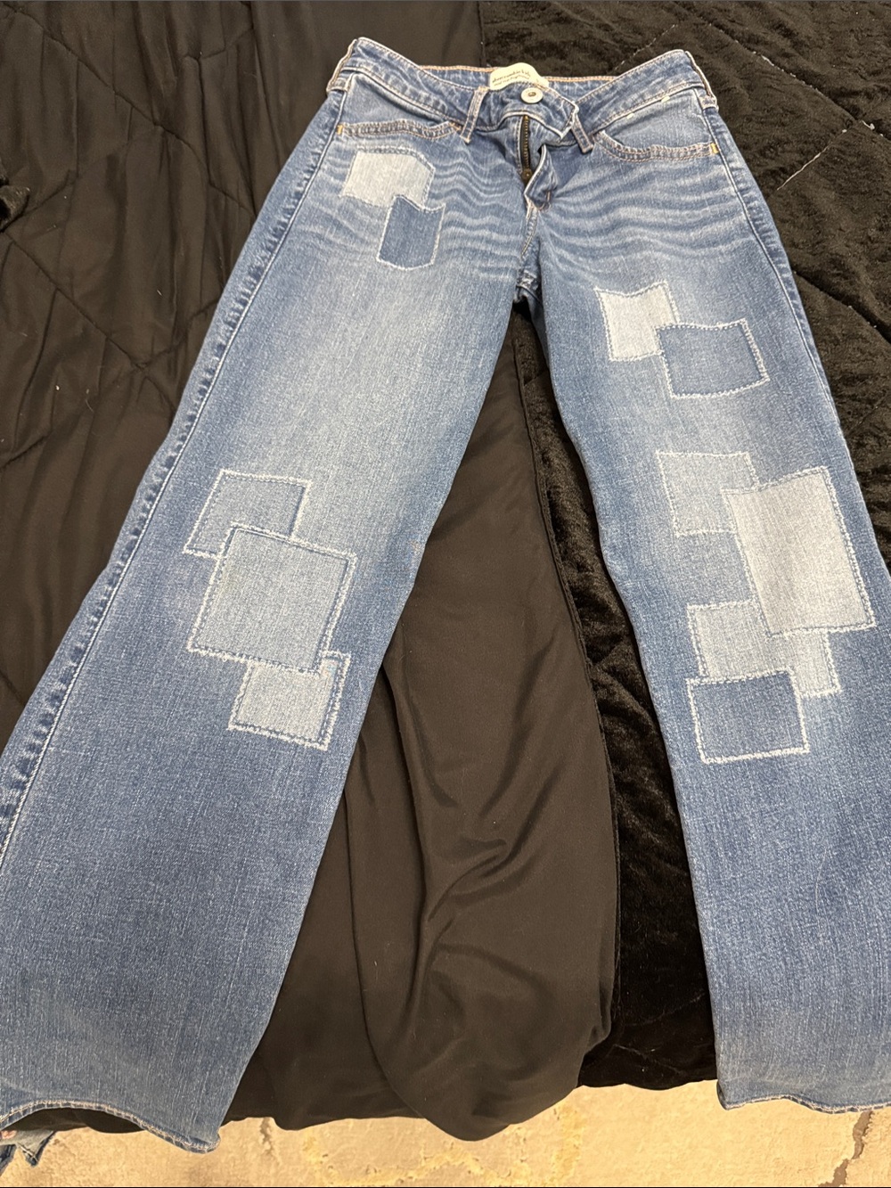 abercrombie kids Blue Patchwork Flare Jeans